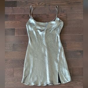 NWOT Satin Silver Dress